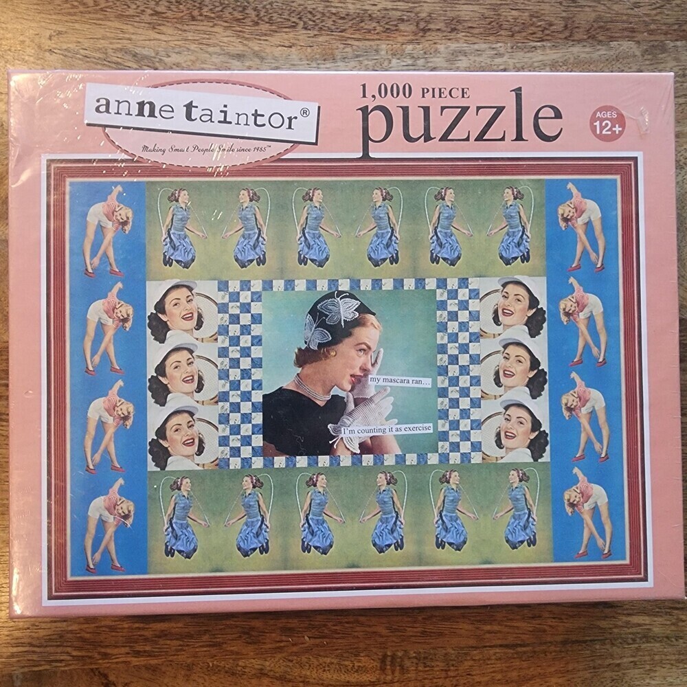 Anne Taintor 1000 Piece Jigsaw Puzzle My Mascara Ran Pink Made In USA Humor
